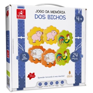 Jogo Da Memoria Em Madeira Bichos 24pcs-107335-51984