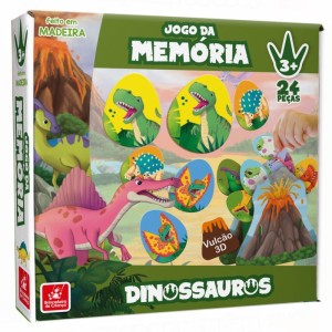 Jogo Da Memoria Dinossauros Vulcao 3d 24pcs-107360-15859