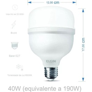 Lampada Led Bulbo T 40w Bivolt 6500k-097277-60348