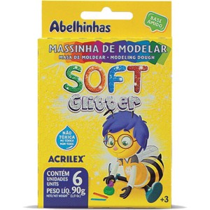 Massa Para Modelar Soft C/06 Cores 90g. C/gliter-084176-90206