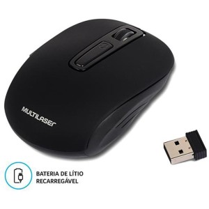 Mouse Optico Sem Fio 1600dpi 2.4ghz Preto Recarreg.-087286-32018