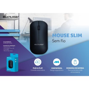 Mouse Optico Sem Fio Slim Preto 1200dpi-088424-41954