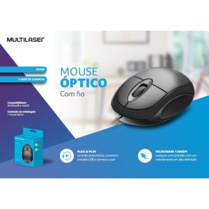 Mouse Optico Usb 1200dpi Classic Preto C/scroll-087285-47076