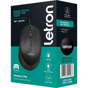 Mouse Optico Usb Letron 1200dpi Office Job Pt-101872-56146