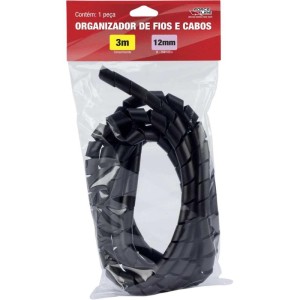 Organizador De Cabos Espiral 12mmx1,1mm 3mts. Preto-077223-58674