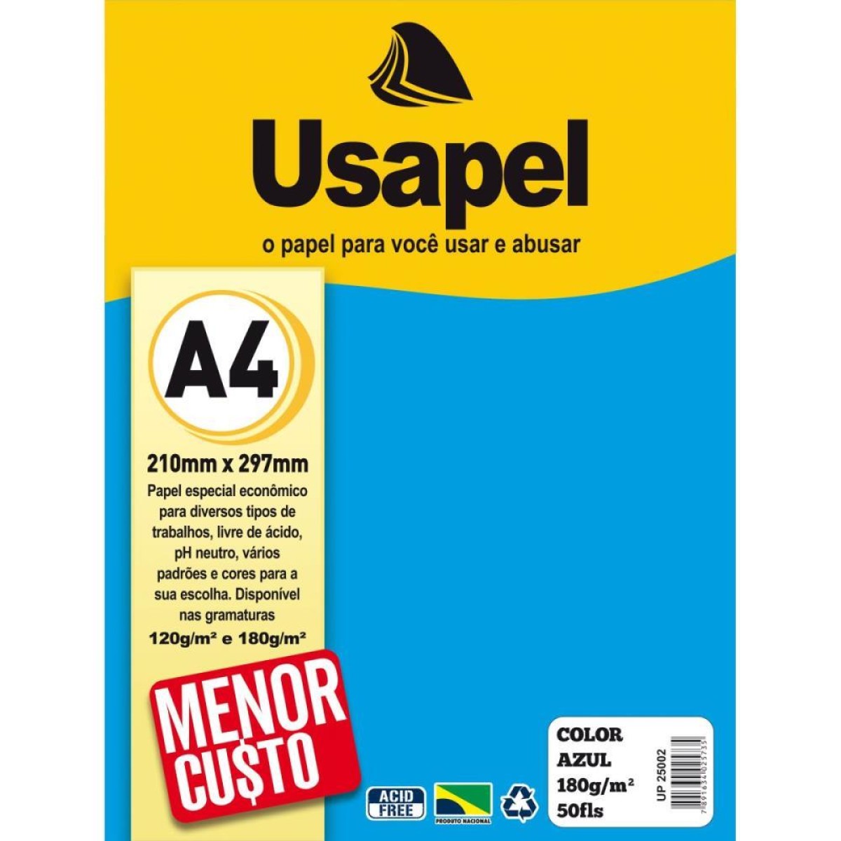 Papel A4 Color Usapel Azul 180g.-081850-69687