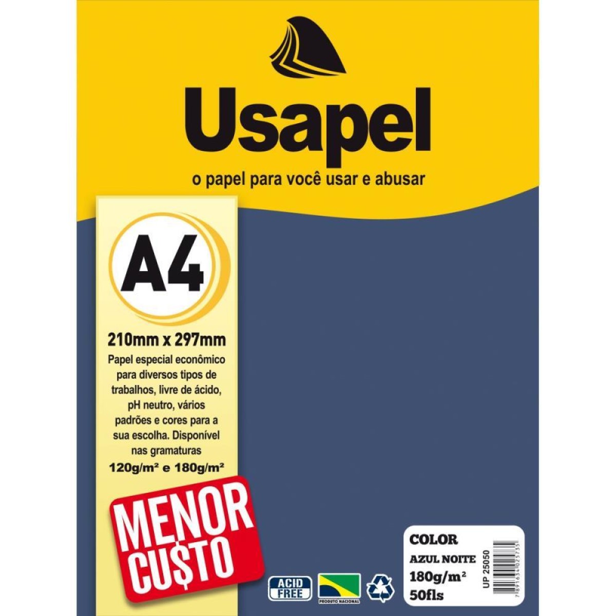 Papel A4 Color Usapel Azul Noite 180g-082340-85156