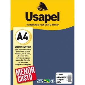 Papel A4 Color Usapel Azul Noite 180g-082340-45682