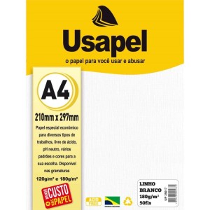 Papel A4 Linho Usapel Branco 180g.-077075-16448