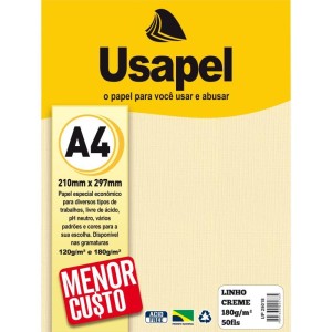 Papel A4 Linho Usapel Creme 180g.-024277-56559