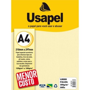 Papel A4 Linho Usapel Palha 180g.-024278-25399