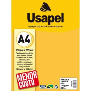 Papel A4 Perolado Usapel Amarelo Ouro 180g-082341-18825