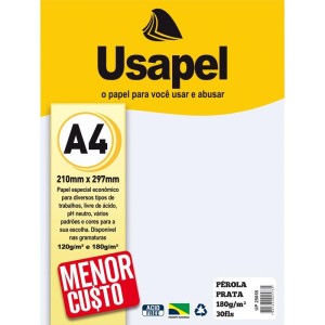 Papel A4 Perolado Usapel Prata 180g-082344-75175