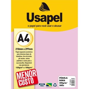 Papel A4 Perolado Usapel Rosa 180g-082345-79273