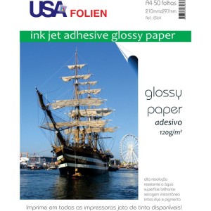 Papel Fotografico Inkjet A4 Glossy Adesivo 120g-053141-40950