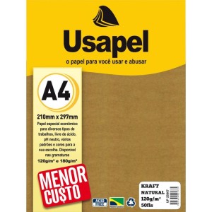 Papel Kraft Folha Usapel Kraft Natural A4 120g.-090248-14367