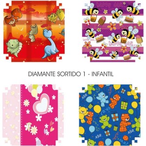 Papel Presente 50x60cm Couche Linha Diamante Infantil 4mod.-008669-27083