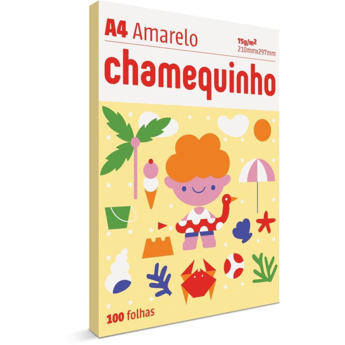 Papel Sulfite A4 Colorido Chamequinho 75g Amarelo-080215-27020