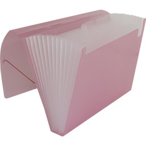 Pasta Sanfonada Plastica A4 12 Divisoes Rosa-081953-66078