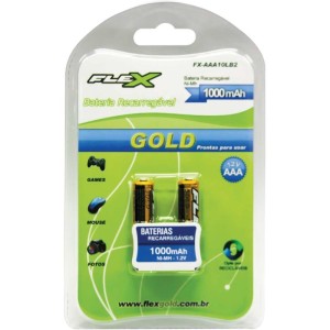 Pilha Recarregavel Palito Aaa Flex Gold 1000mah-043783-16775