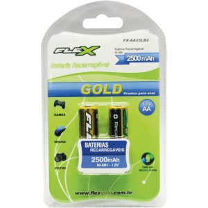 Pilha Recarregavel Pequena Aa Flex Gold 2500mah-043784-53985