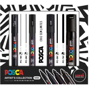 Pincel Marcador Artesanato Posca Preta Kit C/4 Pontas-096327-68292