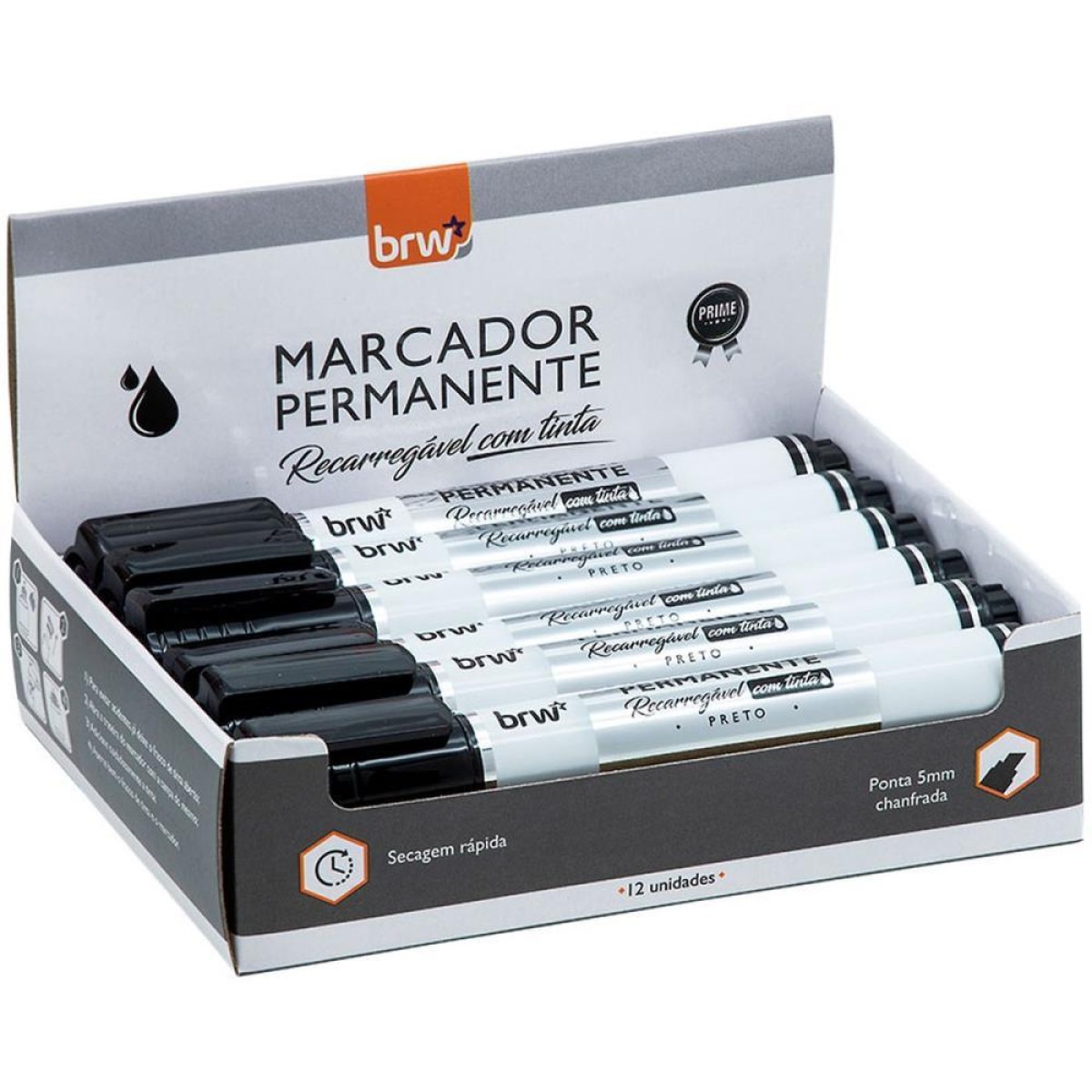 Pincel Marcador Permanente Linha Prime Recarregavel Preto-105703-44542