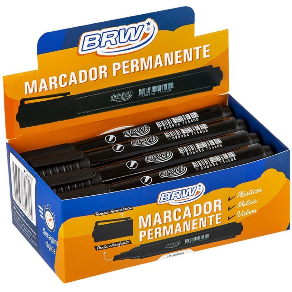 Pincel Marcador Permanente Ponta Chanfrada Preto-096210-24391