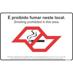 Placa De Sinalizacao Proibido Fumar 20x30cm.-070776-72565