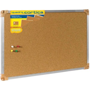 Quadro Aviso Moldura Aluminio Cortica Aparente 090x060cm-071970-33195