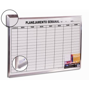 Quadro Branco Moldura Aluminio 090x060cm Planejamento Semana-100596-50841