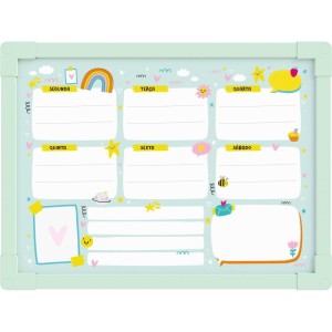 Quadro Branco Moldura Madeira Planner Abelhinha Vd.40x30cm-093514-42982
