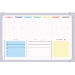 Quadro Branco Moldura Madeira Planner Dots Soft Lilas60x40c-093518-78124