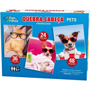 Quebra-cabeca Cartonado Pets Progressivo 24/36/48 Pcs-071781-43818