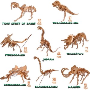 Quebra-cabeca Madeira Dinossauros 3d 8modelos (s)-094507-85152