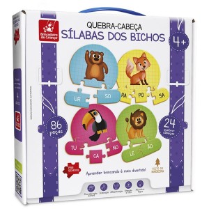 Quebra-cabeca Madeira Silabas Dos Bichos 86pcs-107374-67615