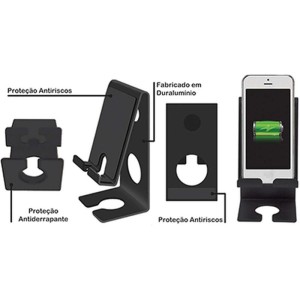 Suporte Para Celular Smart De Mesa/parede Preto-071353-49381