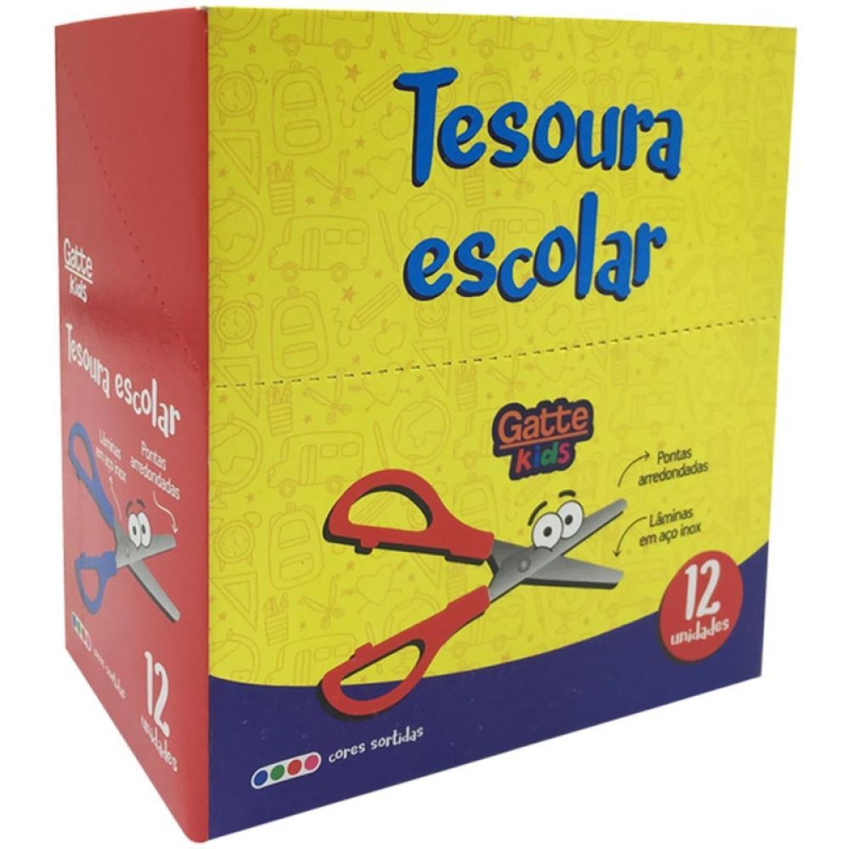 Tesoura Escolar Inox Cabo Colorido 13cm-102818-34958