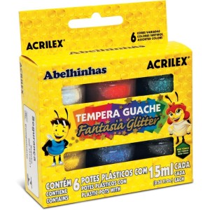 Tinta Guache 015ml 06 Cores 15ml Com Glitter-005510-31299