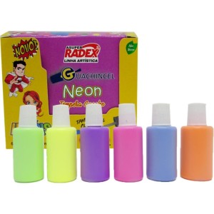 Tinta Guache 015ml Neon 18ml C/pincel 6 Cores-019274-85099