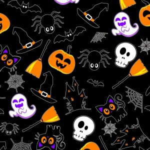 Tnt Estampado 1,40m 40g Halloween Neon Fundo Preto-109499-26727