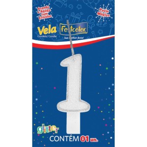 Vela Para Aniversario N.01 Glitter Branca-075960-14872