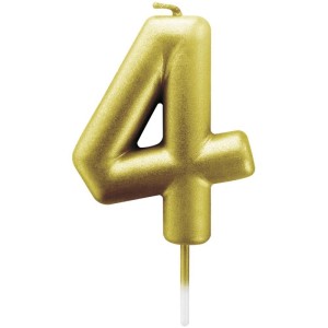 Vela Para Aniversario N.04 Metalizada Ouro 6cm-025272-52435