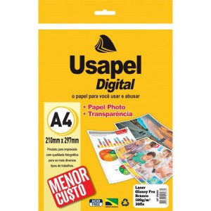 Papel Fotografico Laser Usapel Glossy Prof. A4 180g.-089431-70200