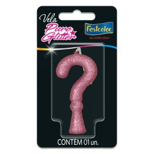 Vela Para Aniversario Interrogacao Glitter Rosa-109922-11363