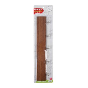 Cabideiro Adesivo Wood Com 5 Ganchos-839552