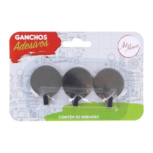 Gancho Adesivo Cromado Redondo Com 3 Pçs-841516