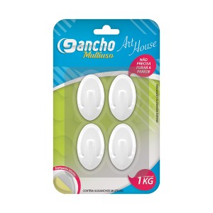 Gancho Adesivo Oval White Com 4 Pçs-837587