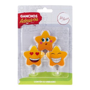 Gancho Adesivo Smile Estrela Com 3 Pçs-841518