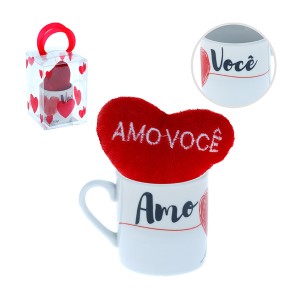 Mini Caneca Cerâmica Com Coração Pelúcia 10cm-841765-31391